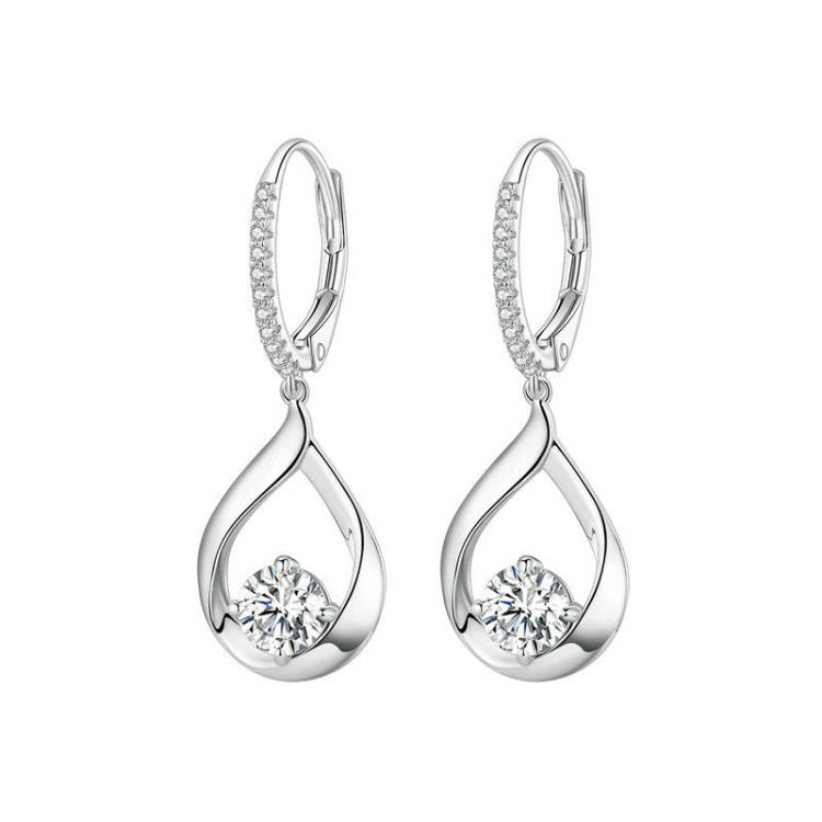 

Sterling Silver Plated Rhodium Drop Moissanite Earrings