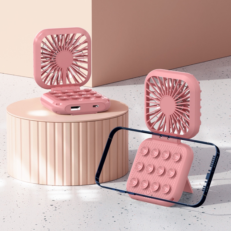 

Mini Folding Neck Phone Holder Fan USB Charging Power Bank Fan(Pink)