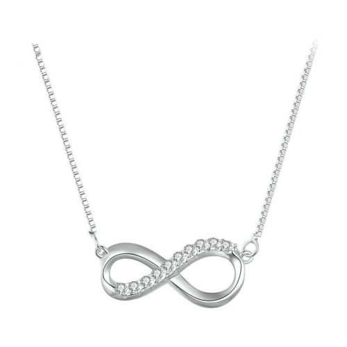 

Sterling Silver Plated Mobius Ring Moissanite Necklace