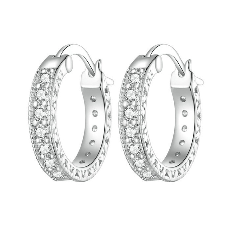 

S925 Sterling Silver Simple Fine Flash Zircon Earrings