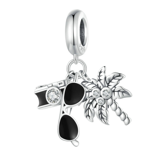 

Holiday Style Camera Coconut Tree DIY Pendant S925 Sterling Silver Bracelet Accessories Beads