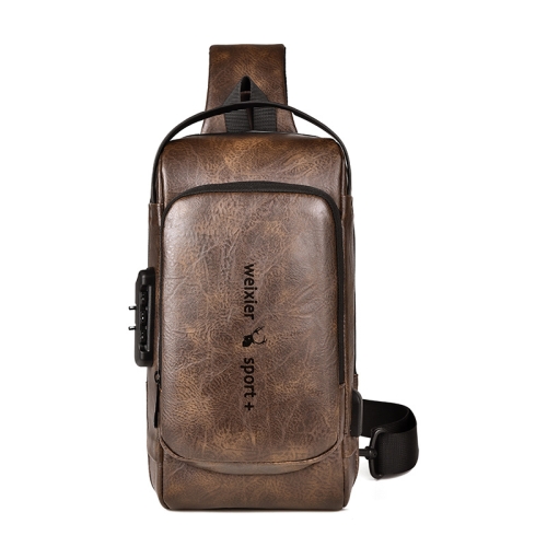 

WEIXIER X318 Single Shoulder Crossbody Male Waterproof Anti-Theft Small Backpack(Dark Brown)