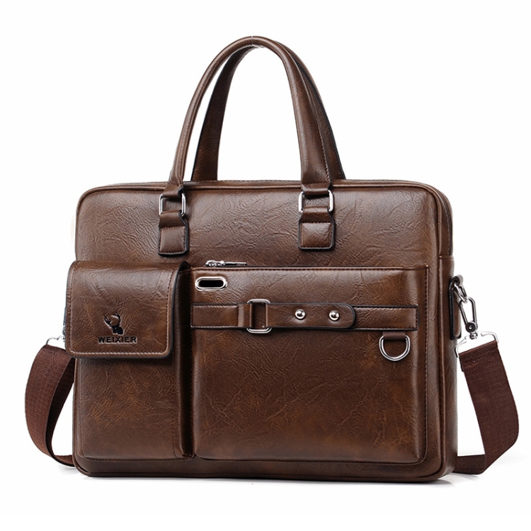 

WEIXIER T599 Male Business Retro Tote Bag Handbag Computer Bag(Dark Brown)