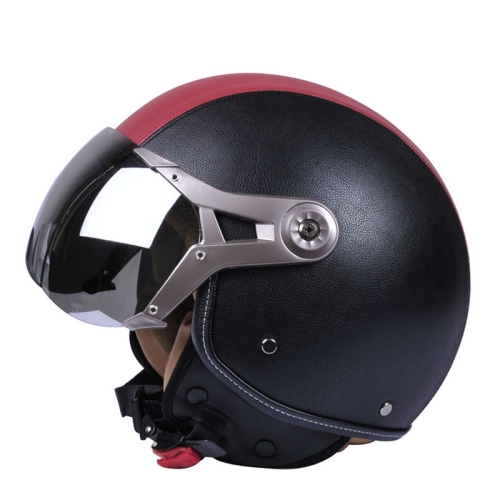 

GXT Electric Vehicle Half Cover Four Seasons Retro Helmet, Size: M(Black Red)