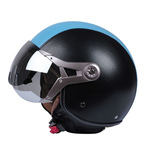 

GXT Electric Vehicle Half Cover Four Seasons Retro Helmet, Size: M(Black Blue)