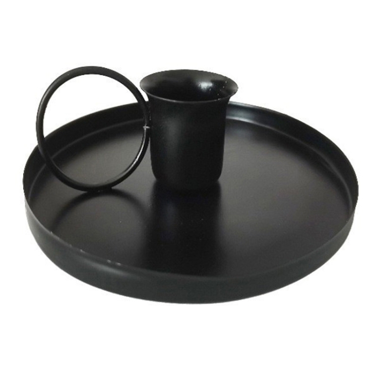 

2pcs Retro Metal Teacup Shaped Iron Candle Holder Home Decoration Ornaments, Color: Black