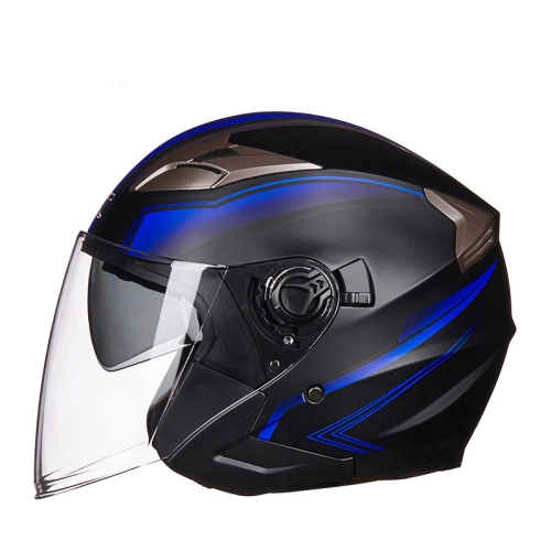 

GXT 708 Electric Vehicle Dual Lens Helmet Four Seasons Safety Helmet, Size: M(Matt Black Blue)