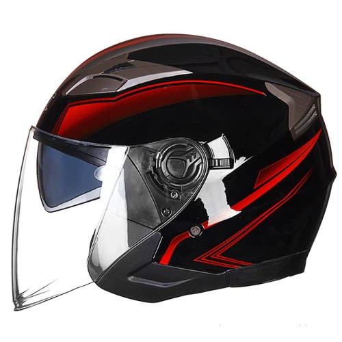 

GXT 708 Electric Vehicle Dual Lens Helmet Four Seasons Safety Helmet, Size: M(Bright Black Red)