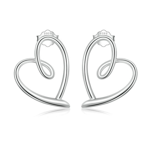 

S925 Sterling Silver Plated Platinum Wrap Heart Stud Earrings