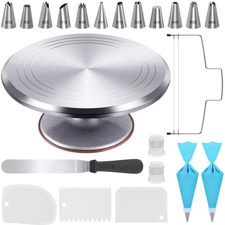 

22 In 1 Aluminum Alloy Cake Turntable Piping Tip Set DIY Baking Tools