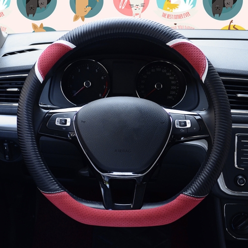 

38cm Cute Rabbit Women Cartoon Car Steering Wheel Cover, Color: D Type Black Red