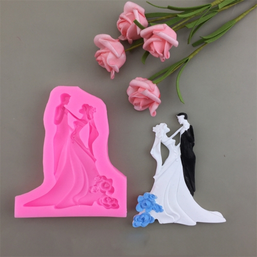 

3pcs Bride and Groom Silicone Chocolate Epoxy Plaster Mold, Size: Small