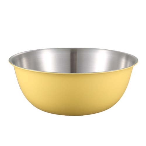 

304 Stainless Steel Food Grade Dishes Bowl Kitchen Baking Stirring Bowl Vegetables Sandwood Basin, Size: 19cm (Yellow)