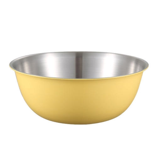 

304 Stainless Steel Food Grade Dishes Bowl Kitchen Baking Stirring Bowl Vegetables Sandwood Basin, Size: 22cm (Yellow)