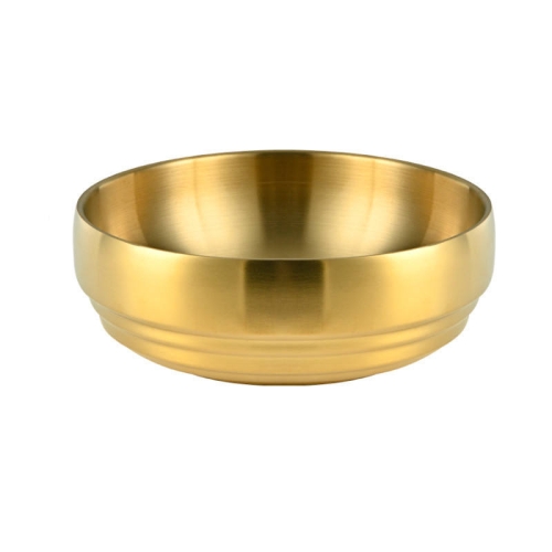 

Stainless Steel Double Thickened Cold Noodle Bowl Rice Bowl 23cm (Gold)
