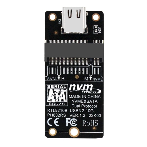 

M.2 NVME Hard Disk Box Transfer Card RTL9210B Chip Type-C / USB-C USB3.1 Gen2 10Gbps(Black)