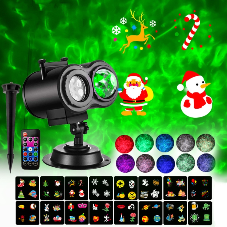 

16 Cards AU Plug Not Easy To Fade Card Pattern 9W Double Cylinder Water Pattern Christmas Projection Light