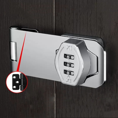 

Screw Installation Cabinet Door Combination Lock Anti-Theft Drawer Lock, Style: Three Hole 4 inch Silver