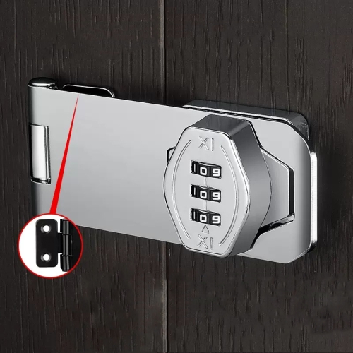 

Stick Nail Dual Use Free Punch Cabinet Door Combination Lock Anti-Theft Drawer Lock, Style: Two Hole 3 inch Silver