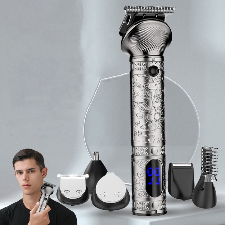 

6 In 1 Men Multi-Functional Clipper Metal Body Hair Cutting(Silver Gray)