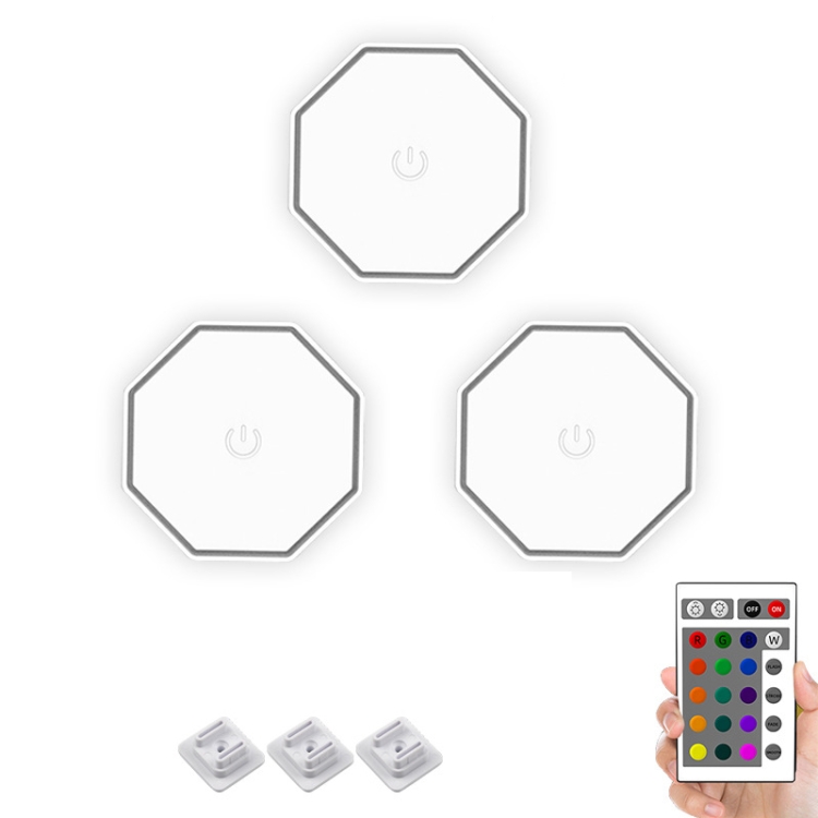 

Remote Control Honeycomb Light LED Color Changing Colorful Wall Decoration Light, Shape: Octagonal 3pack