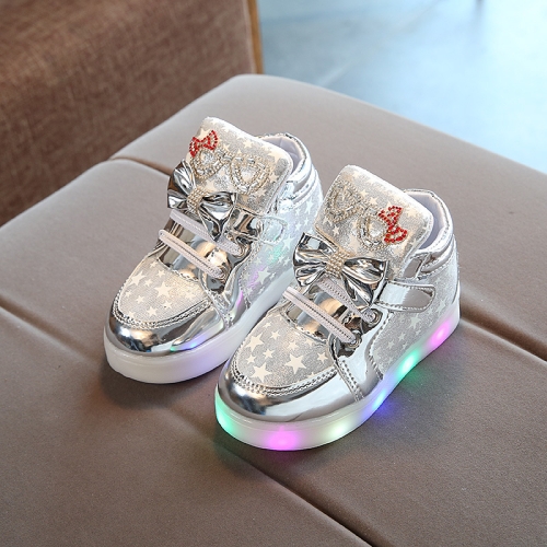 

Breathable Flashing LIight Luminous Casual Boys & Girls Shoes, Size: 30(Silver)
