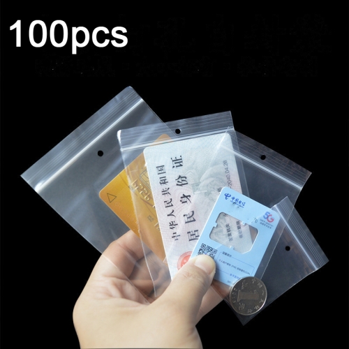 

4 x 6cm 100pcs Perforated Ziplock Bag Thickened Transparent Packaging Bag Plastic Sealed Bag(Upper Hole)