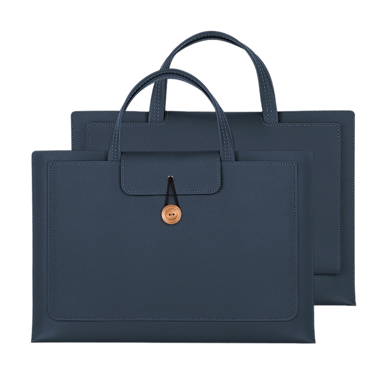 

13.3/14 inch Elastic Button Laptop Waterproof PU Handbag(Navy)