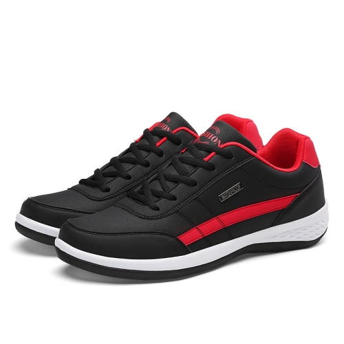 

Leather Men Casual Shoes Breathable Leisure Male Sneakers All-match Men Shoes, Size: 48(Black)