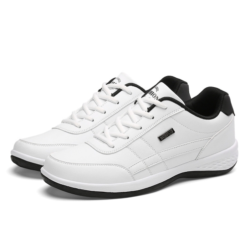 

Leather Men Casual Shoes Breathable Leisure Male Sneakers All-match Men Shoes, Size: 50(White)