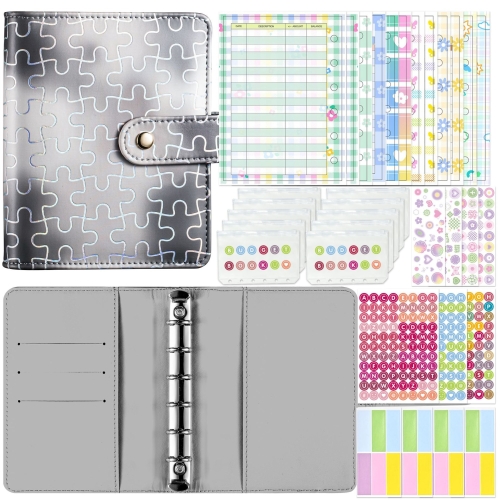 

A7 Puzzle Pattern Hand Account Notebook Pocket Diary Book Loose-Leaf Cash Budget Book Kit Gray Black