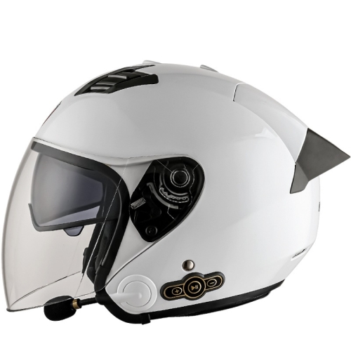 

KUQIBAO Motorcycle Smart Bluetooth Sun Protection Double Lens Safety Helmet, Size: XXL(White+Gray Tail)