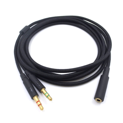 

2m For Kingston Skyline Alpha Cloud II 3.5mm 2 In 1 Audio Cable(Black)