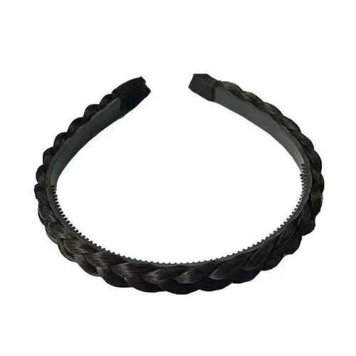 

2pcs Wide-brimmed Twisted Braid Hoops Wig Non-slip Hair Accessories, Color: 1cm-Natural Black
