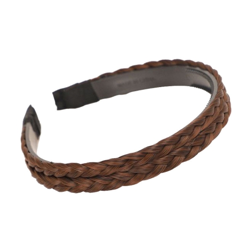 

2pcs Wide-brimmed Twisted Braid Hoops Wig Non-slip Hair Accessories, Color: 1.8cm-Double Light Brown