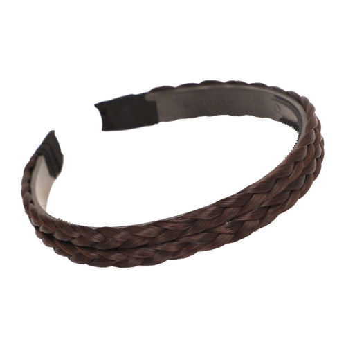 

2pcs Wide-brimmed Twisted Braid Hoops Wig Non-slip Hair Accessories, Color: 1.8cm-Double Deep Brown