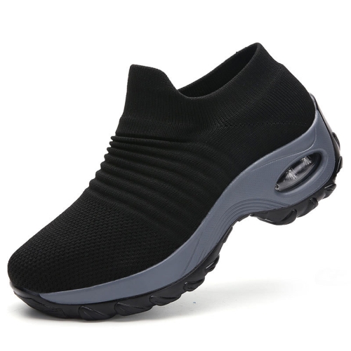 

Sock Sneakers Women Walking Shoes Air Cushion Casual Running Shoes, Size: 35(Black)