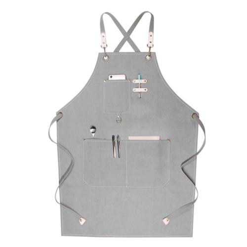 

Floral Milk Tea Baking Workwear Apron(Light Gray)