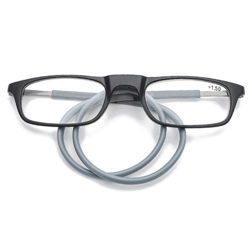 

Portable Magnetic Hanging Neck Retractable Reading Glasses +250(Black Frame Gray Legs)