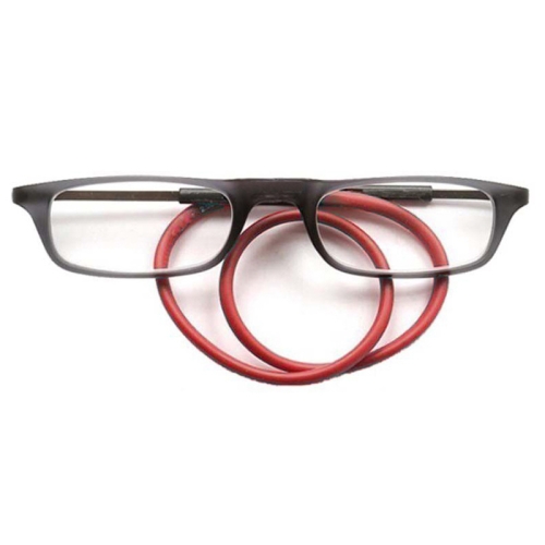 

Portable Magnetic Hanging Neck Retractable Reading Glasses +300(Gray Frame Red Legs)