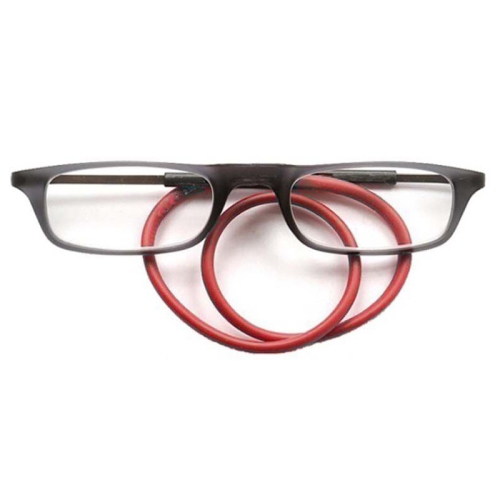 

Portable Magnetic Hanging Neck Retractable Reading Glasses +350(Gray Frame Red Legs)