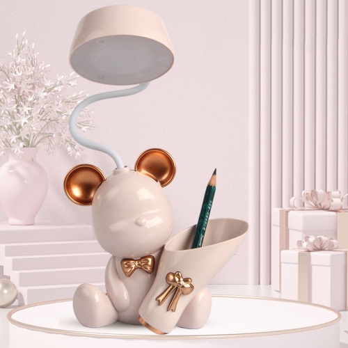 

LED Cartoon Multi Function Pen Holder Charging Station Lights(Bear Pink)