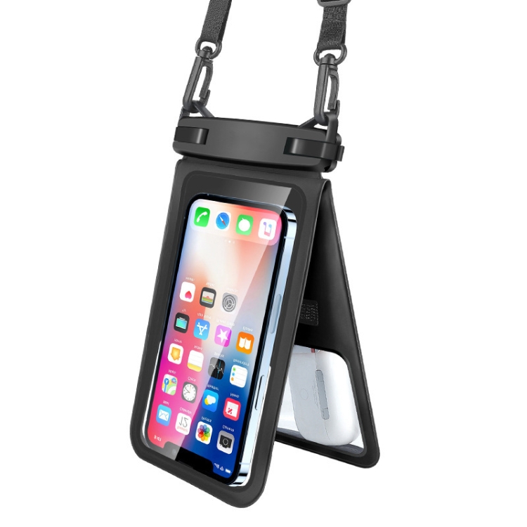 

9.5 Inch Double Space Waterproof Phone Bag Case With Adjustable Lanyard(Black)