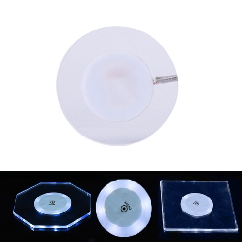 

100x4mm Round LED Light Up Acrylic Coaster Transparent Crystal Base(White Light)