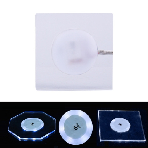 

100x4mm Square LED Light Up Acrylic Coaster Transparent Crystal Base(White Light)