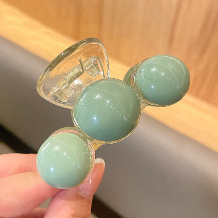 

2pcs Green Pearl Acrylic Hair Clip Multifunctional Hair Accessories Clip, Style: 3 Beads