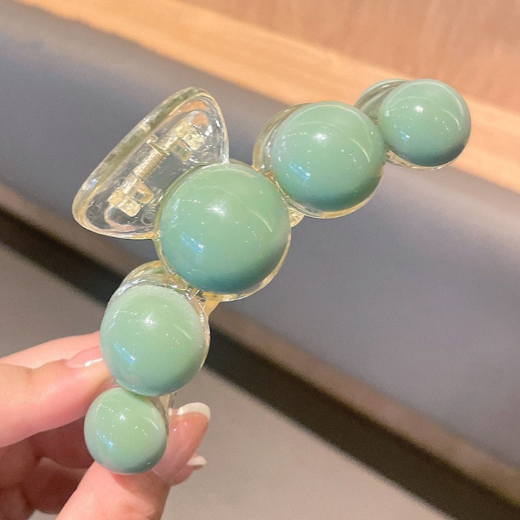 

2pcs Green Pearl Acrylic Hair Clip Multifunctional Hair Accessories Clip, Style: 5 Beads