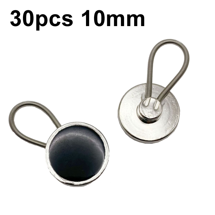 

30pcs Jeans Spring Expansion Waist Button Removable Metal Pants Waist Adjustment Button Collar Decoration Button 10mm Black