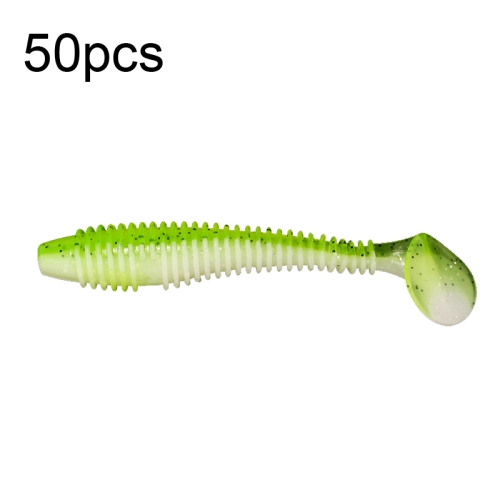 50pcs/box Rubber T-tail Soft Fish Lure Two-color Soft Bait Fishing  Accessories