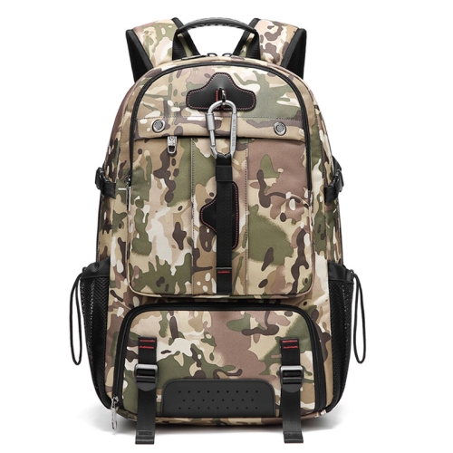 

Large-capacity Expandable Shoe Compartment Backpack Camping Travel Bag with USB Port, Size: 80L(Full-camouflage)